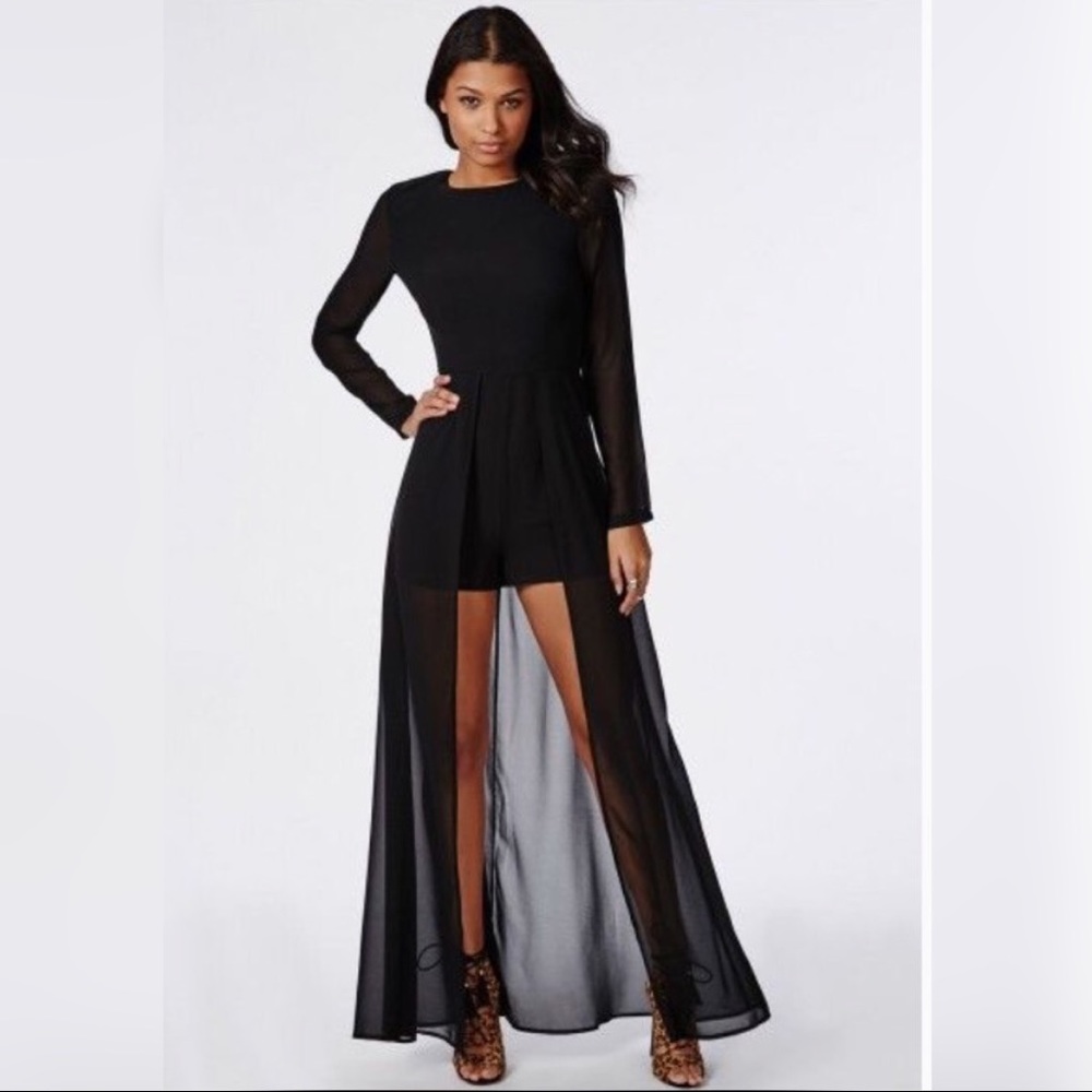 Missguided Romper with long sleeves and train